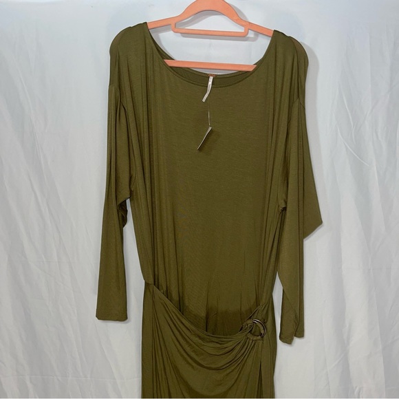 NEW FREE PEOPLE ALYSSA LONG SLEEVE WRAP DRESS OLIVE size small NWT - Picture 7 of 8